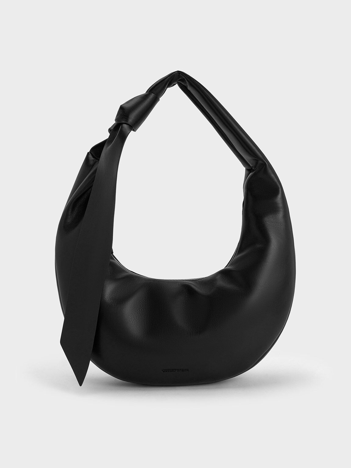 Tas Hobo Knotted Curved Toni, Noir, hi-res