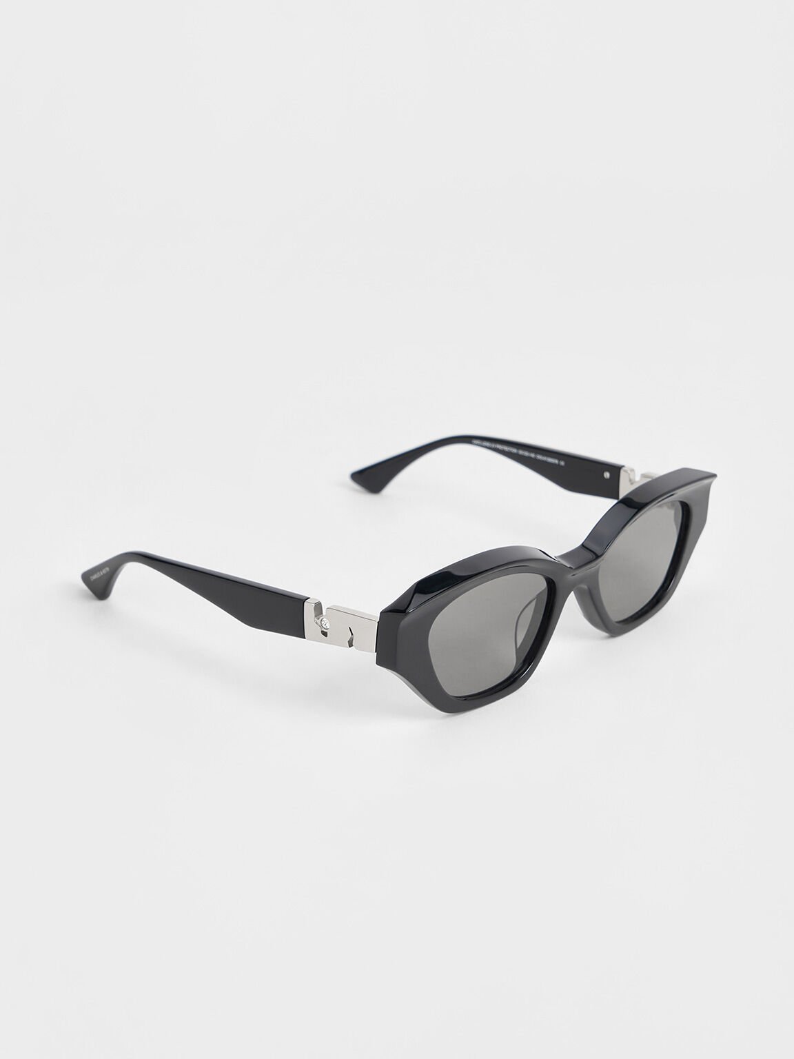 Recycled Acetate Sculptural Cat-Eye Sunglasses, Noir, hi-res