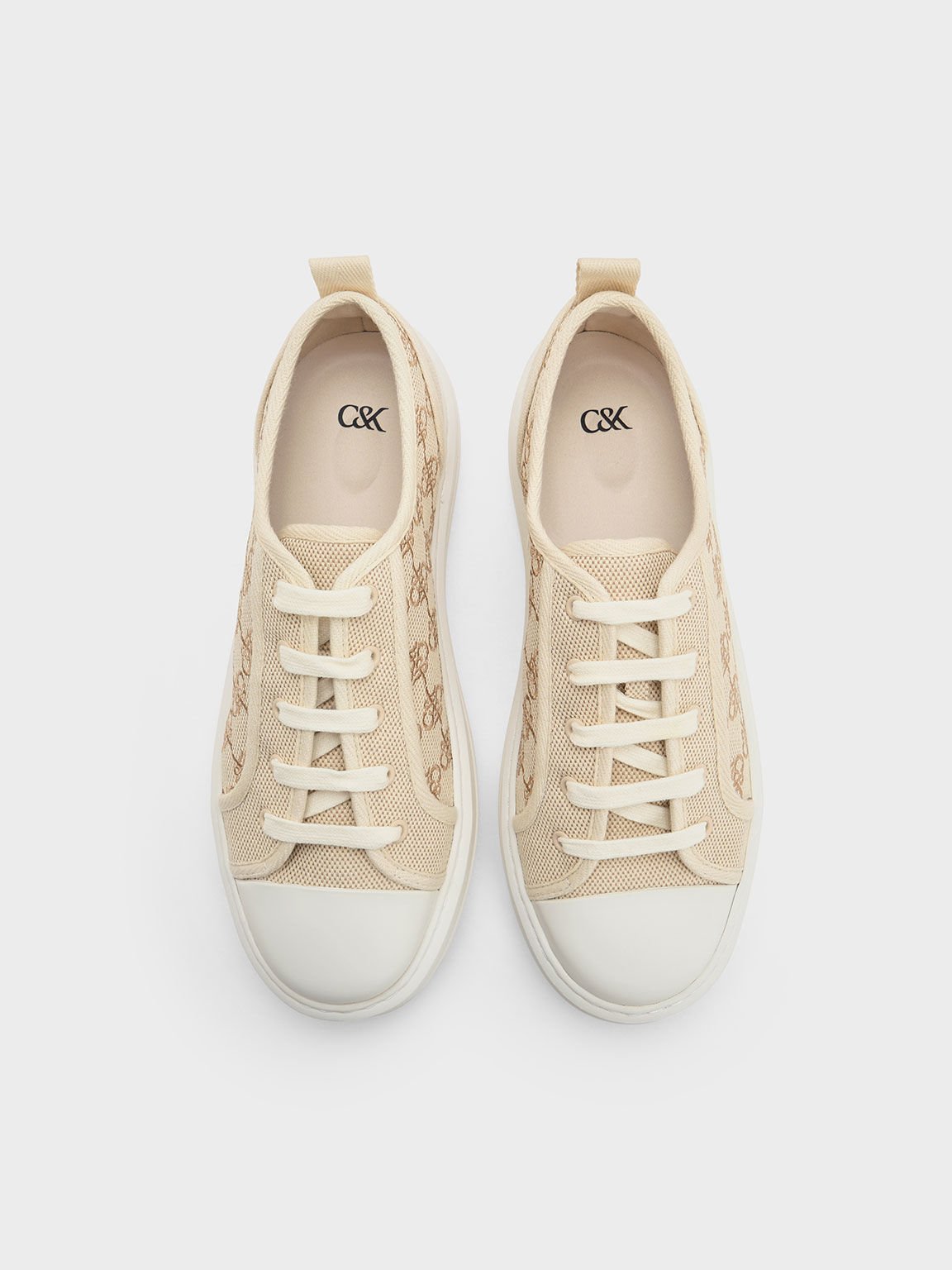 Sneakers Flatform Monogram Canvas, Beige, hi-res