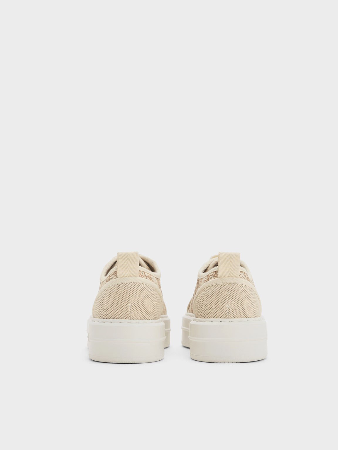 Canvas Monogram Flatform Sneakers, Beige, hi-res