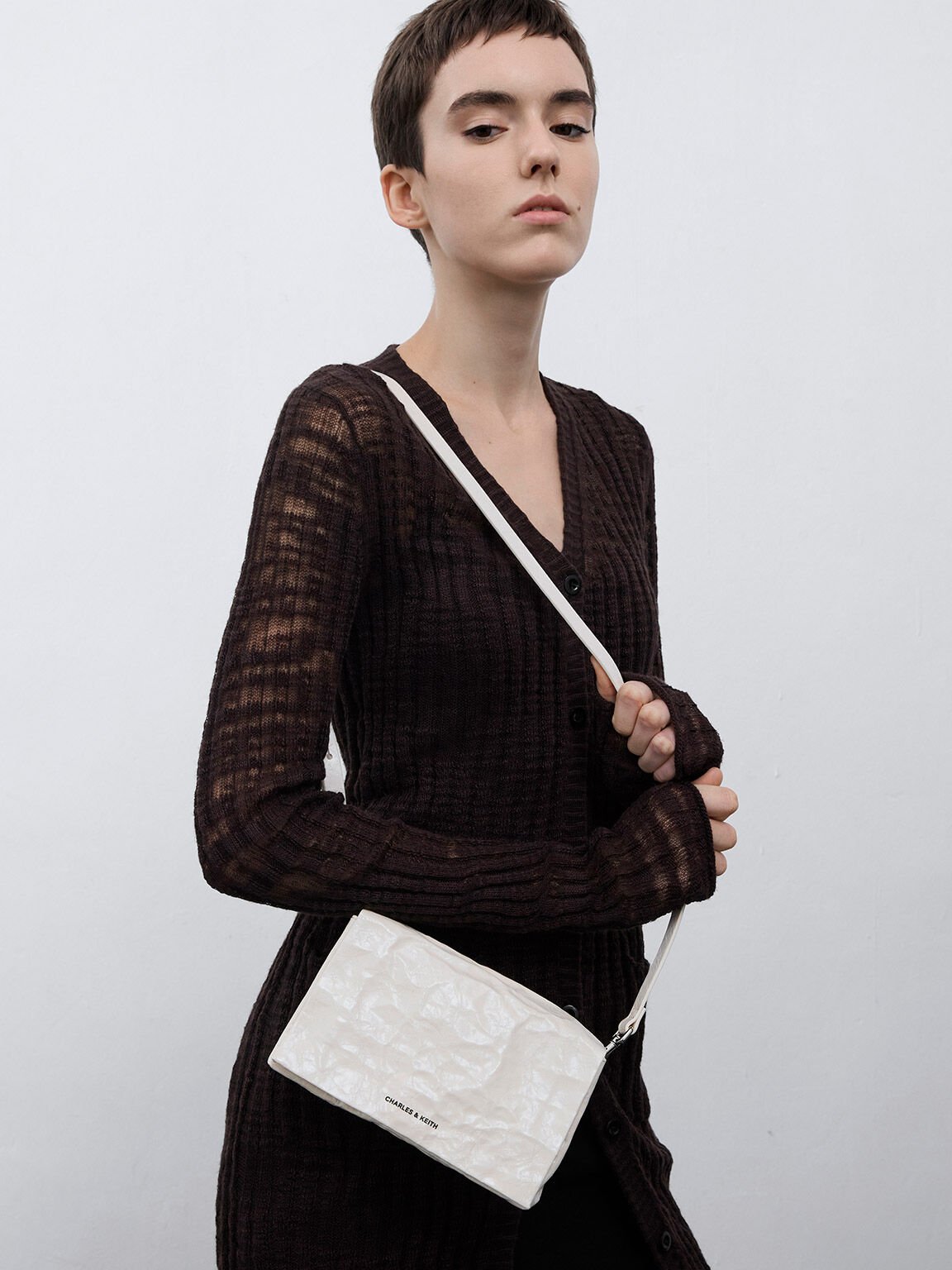 Matina Crinkle-Effect Crossbody Bag, Cream, hi-res