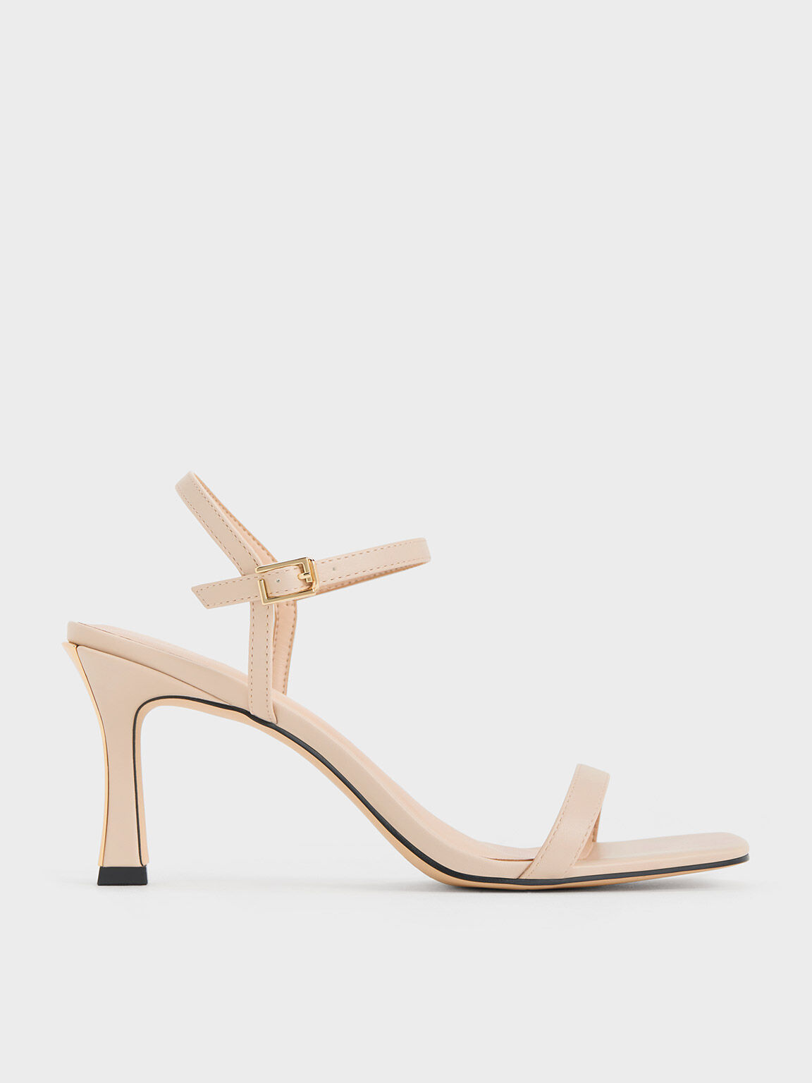 Nude Square-Toe Heeled Sandals - CHARLES & KEITH ID