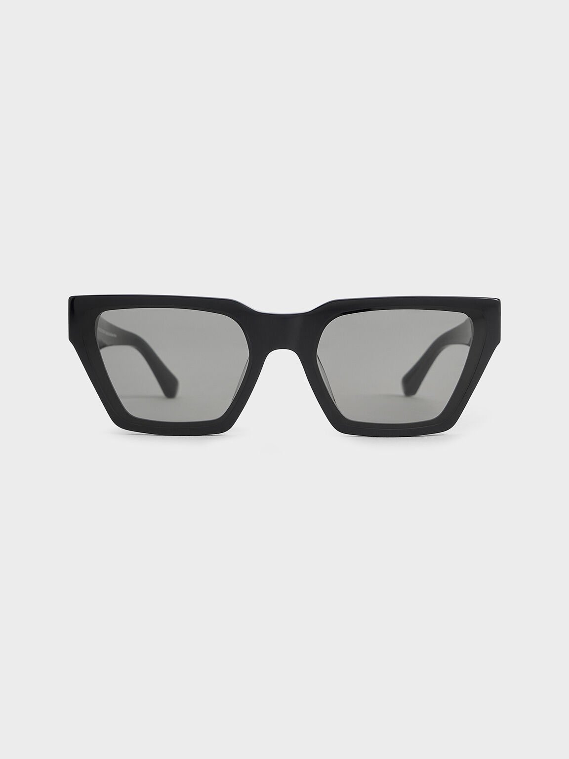 Recycled Acetate Angular Sunglasses, Jet Black, hi-res