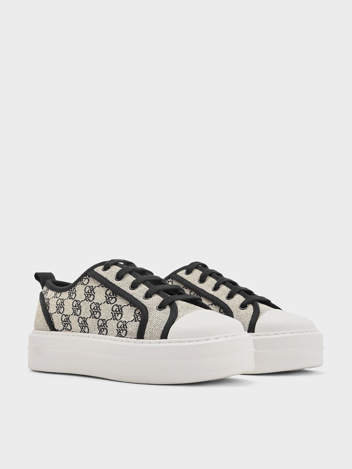 Canvas Monogram Flatform Sneakers, Multi, hi-res