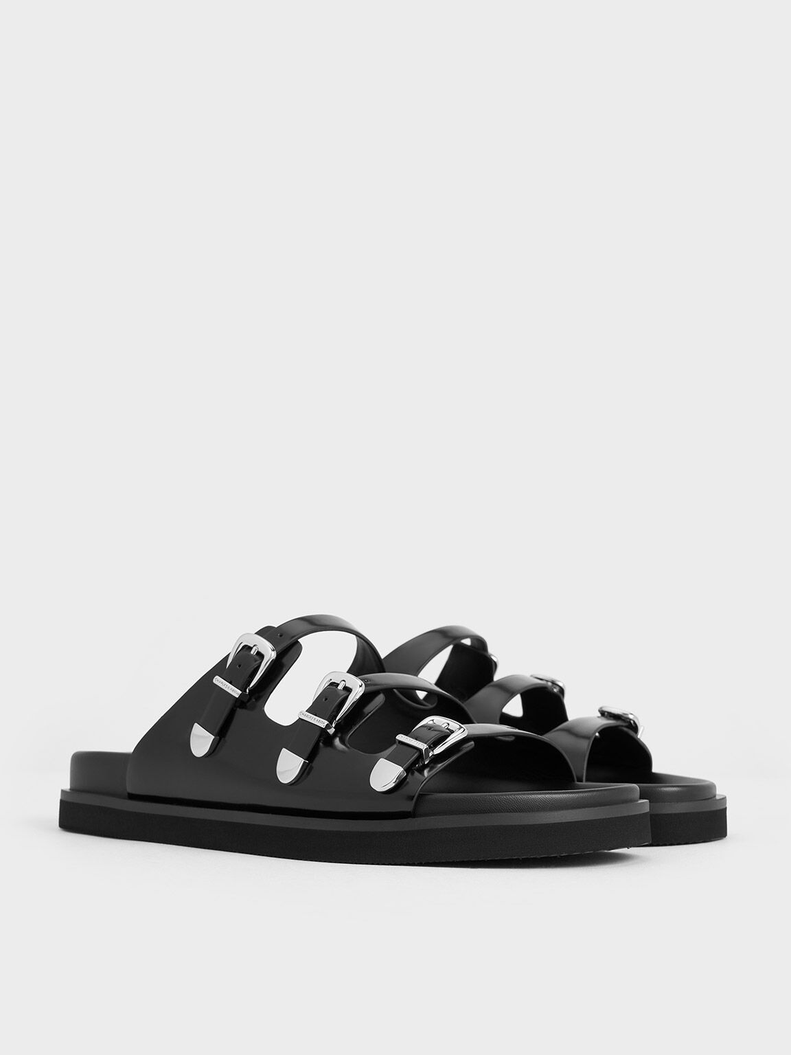 Sandal Triple-Strap Buckled, Black Box, hi-res