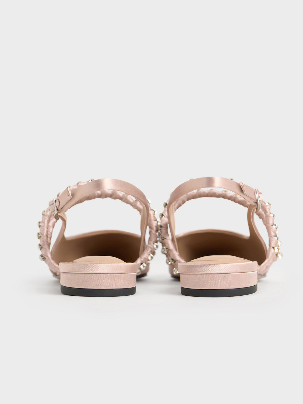 Sepatu Flats Mary Jane Gem-Encrusted Recycled Polyester Goldie, Light Pink, hi-res