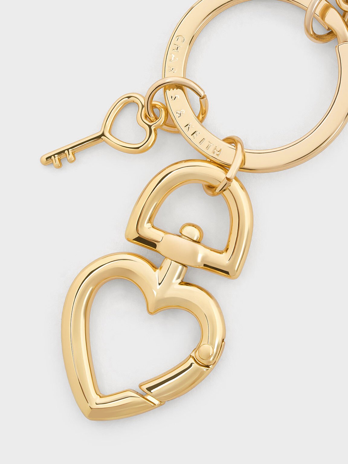 Keychain Heart Lock Crystal, Gold, hi-res