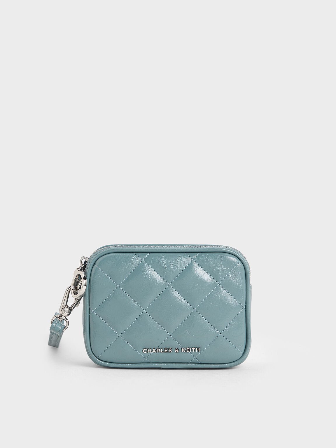 Apfra Quilted Wristlet Pouch, Slate Blue, hi-res