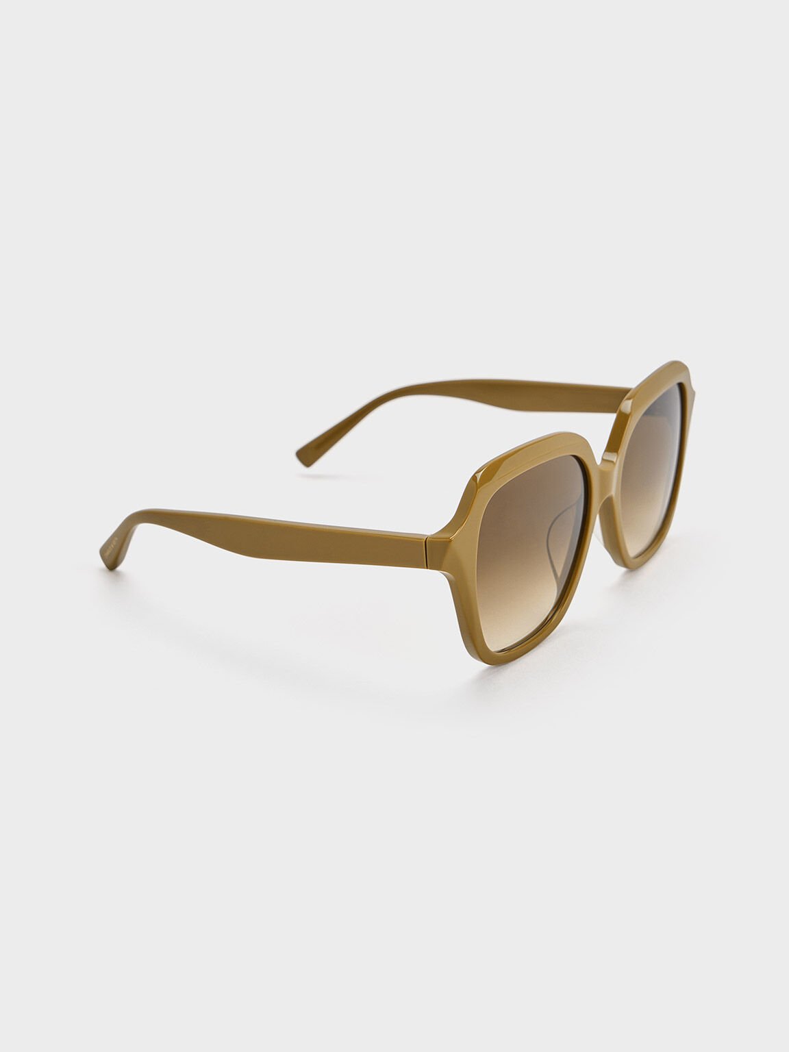 Kacamata Wide-Square Recycled Acetate, Khaki, hi-res