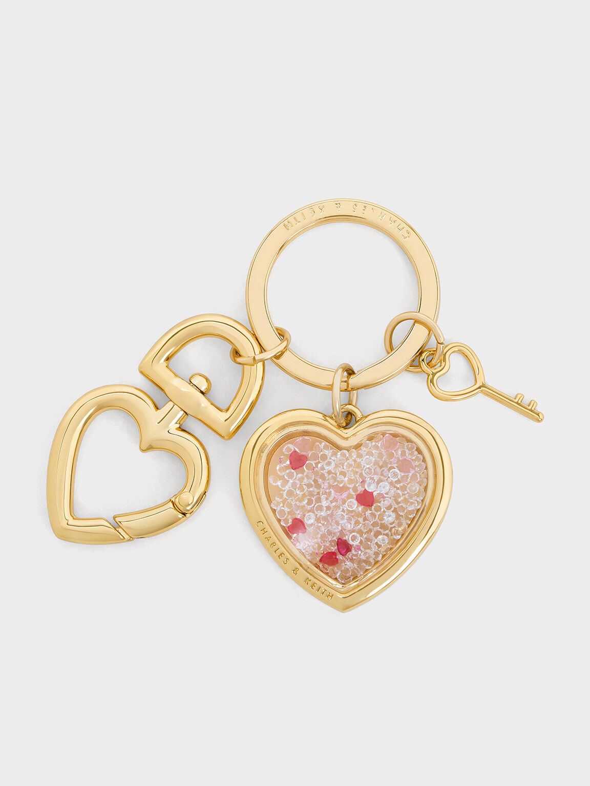 Keychain Heart Lock Crystal, Gold, hi-res