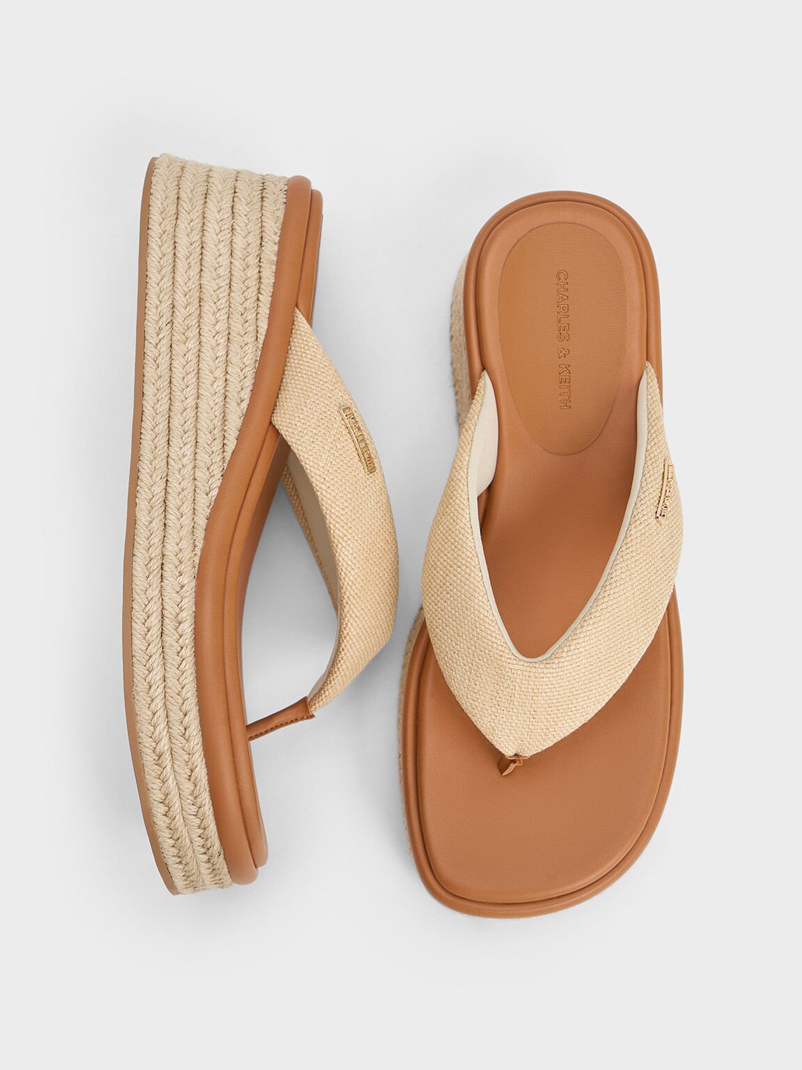 Sandal Thong Espadrille Woven, Sand, hi-res