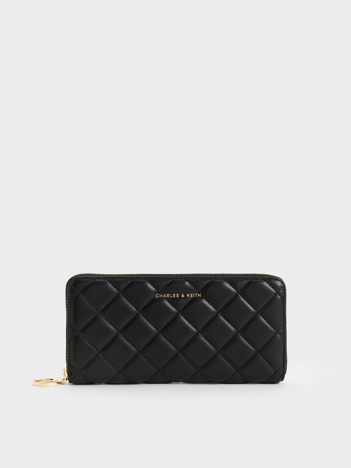 Cressida Quilted Long Wallet, Black, hi-res