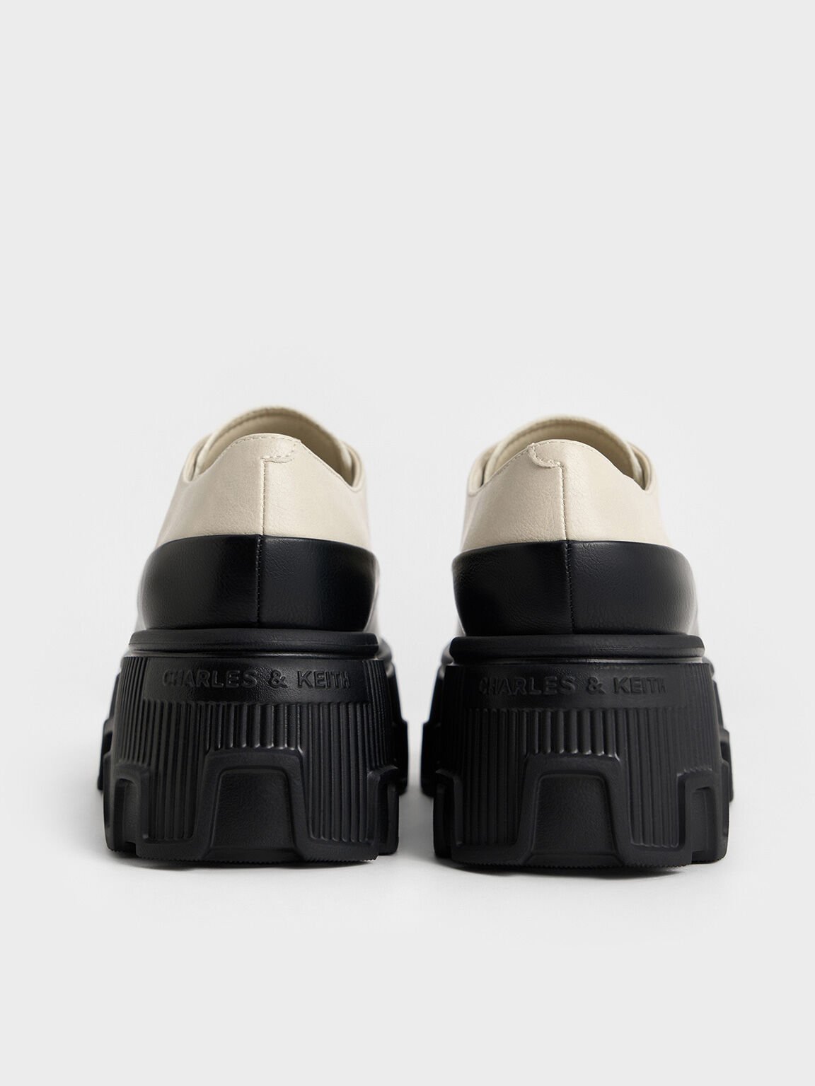 Two-Tone Zip-Up Platform Loafers, Chalk, hi-res