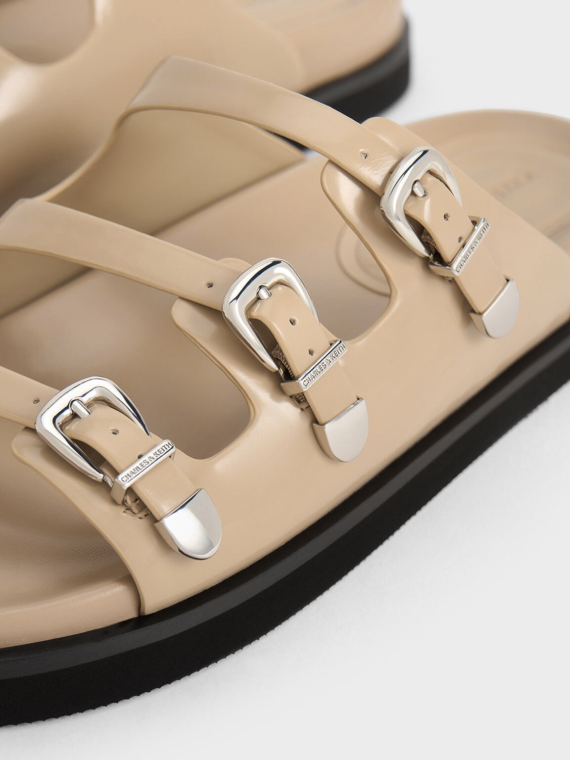 Sandal Triple-Strap Buckled, Sand, hi-res