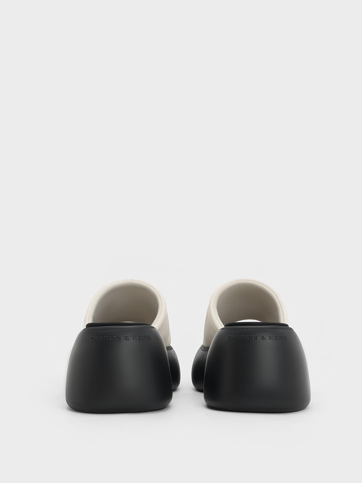 Sepatu Platform Mules Silk Baxie Two-Tone, Chalk, hi-res