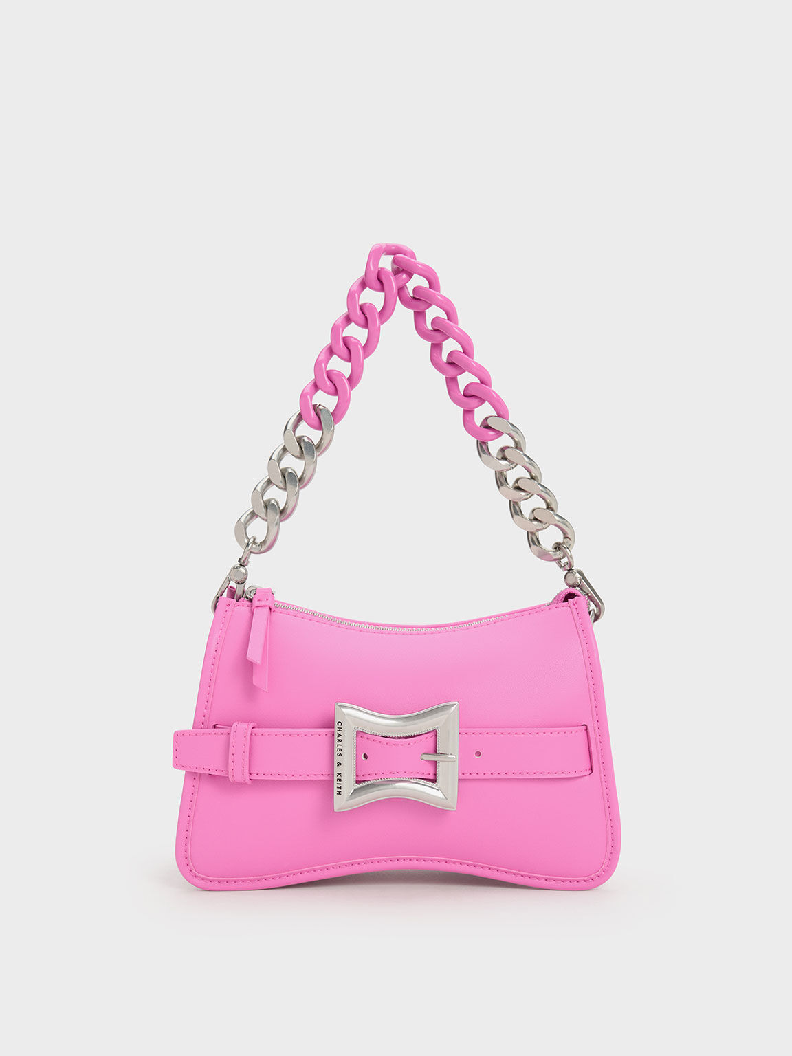 Fuchsia Spike Textured Shoulder Bag - CHARLES & KEITH IN