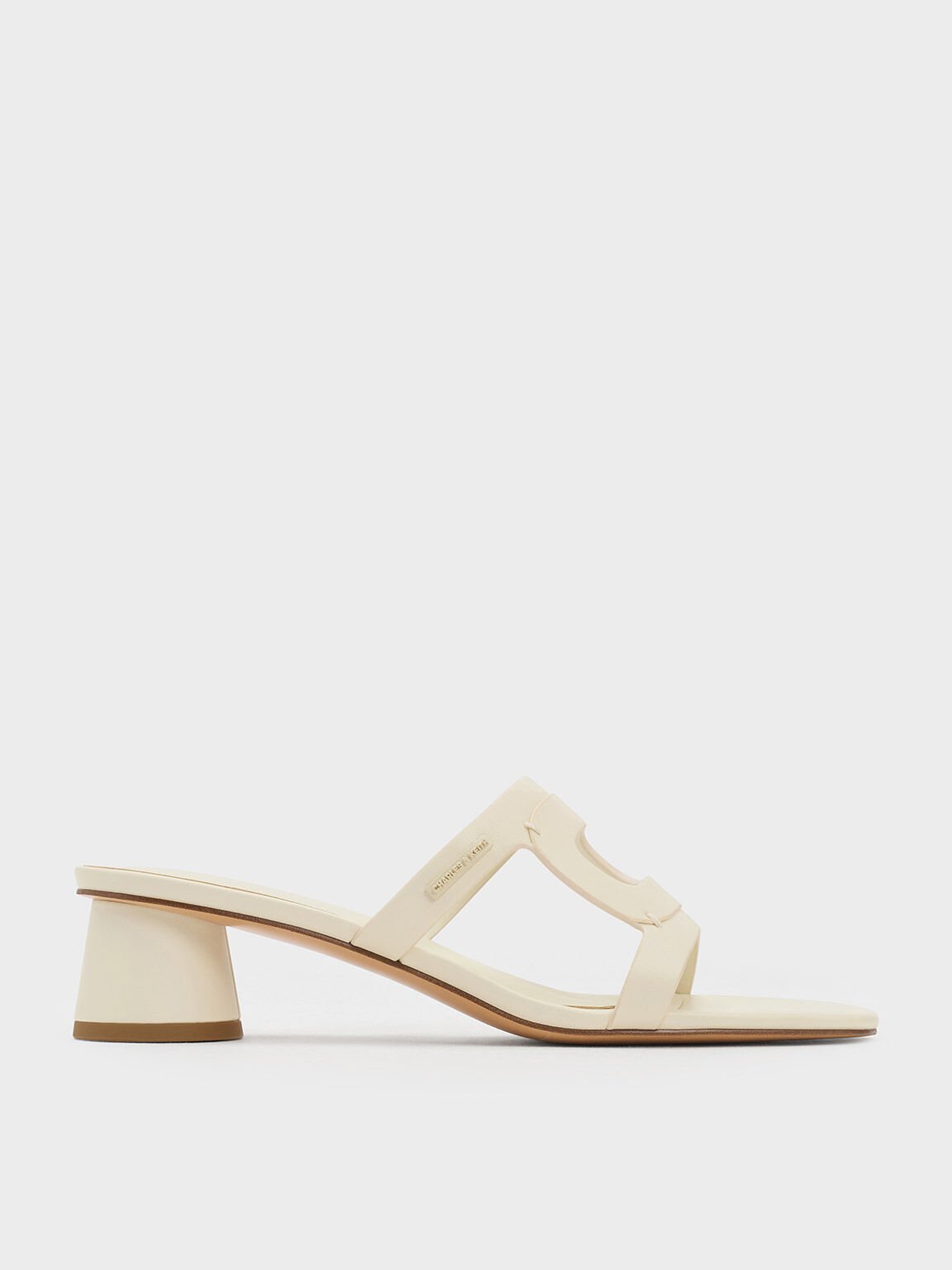 Sepatu Mules Cylinder-Heel Cut-Out, Chalk, hi-res