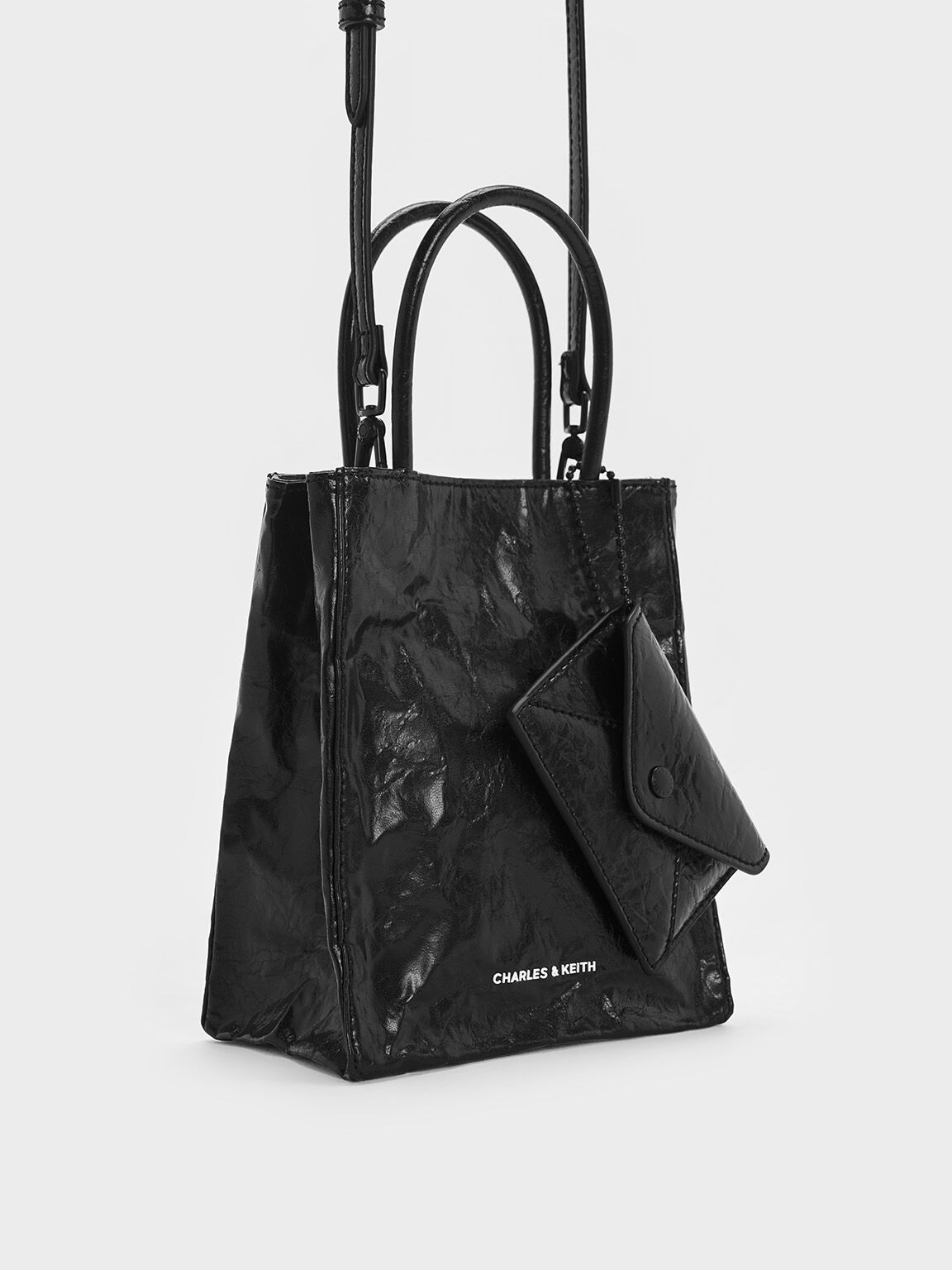 Tote Bag Crinkle-Effect Matina Elongated, Jet Black, hi-res