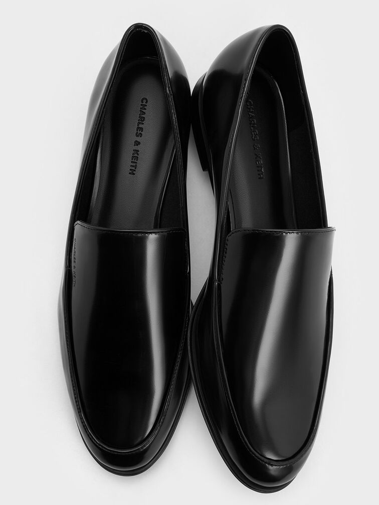 Women’s almond-toe stitch-trim loafers in black box - CHARLES & KEITH