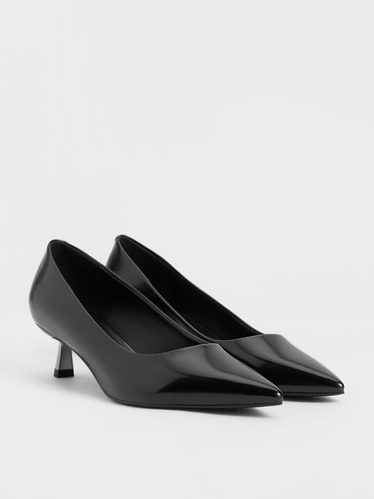 Women’s pointed-toe kitten-heel pumps in black - CHARLES & KEITH 