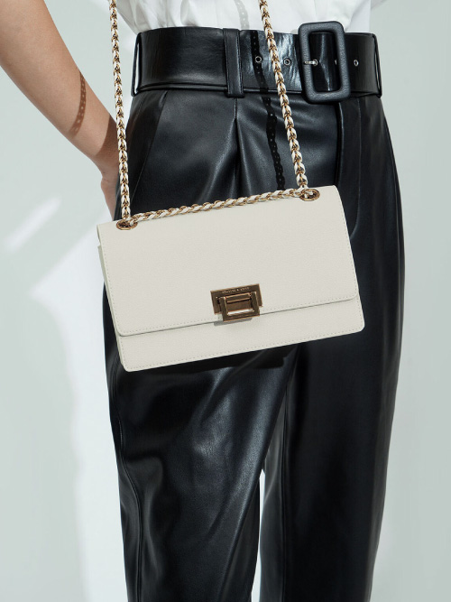 charles and keith quilted chain strap shoulder bag