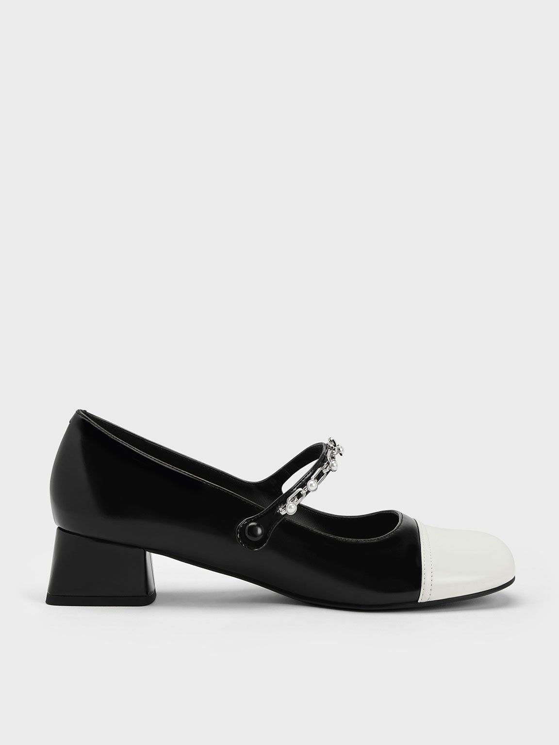 Black Beaded Chain-Link Mary Janes - CHARLES & KEITH ID