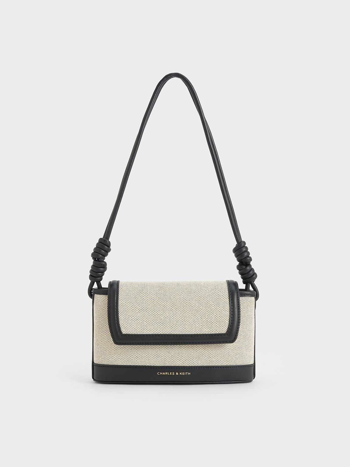 Black Sabine Canvas Knotted-Strap Bag - CHARLES & KEITH ID