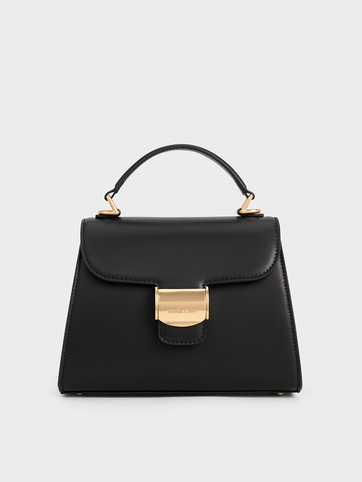 Black Violetta Trapeze Top Handle Bag - CHARLES & KEITH ID