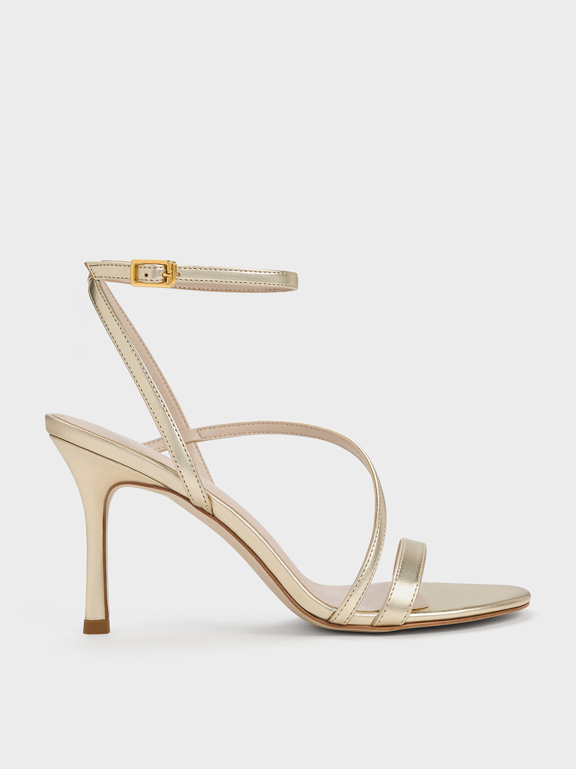 Gold strappy sandals mid heel sale