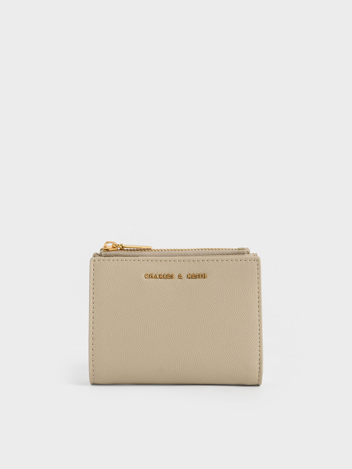 Beige Harmonee Top Zip Small Wallet - CHARLES & KEITH ID