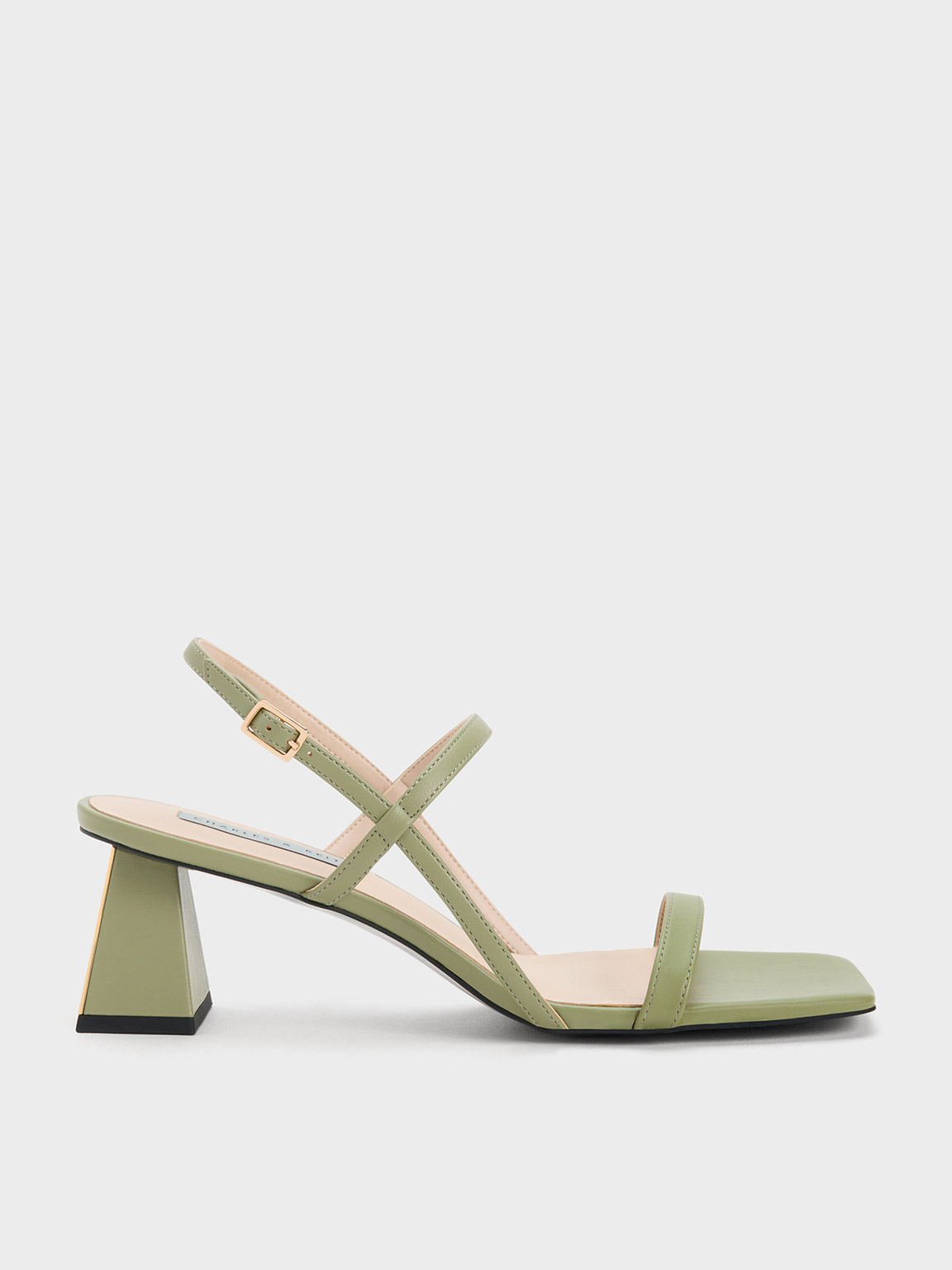 Sage Green Square Toe Strappy Sandals CHARLES KEITH ID