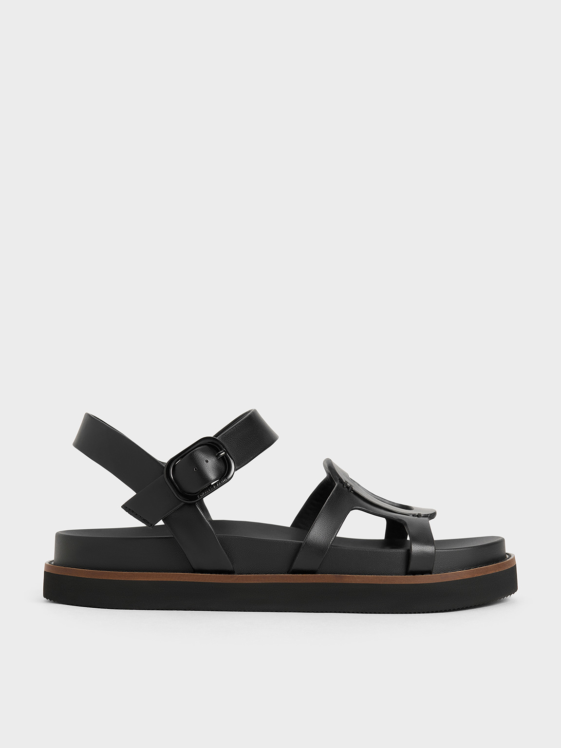 Black Easley Cut-Out Buckled Sandals - CHARLES & KEITH ID