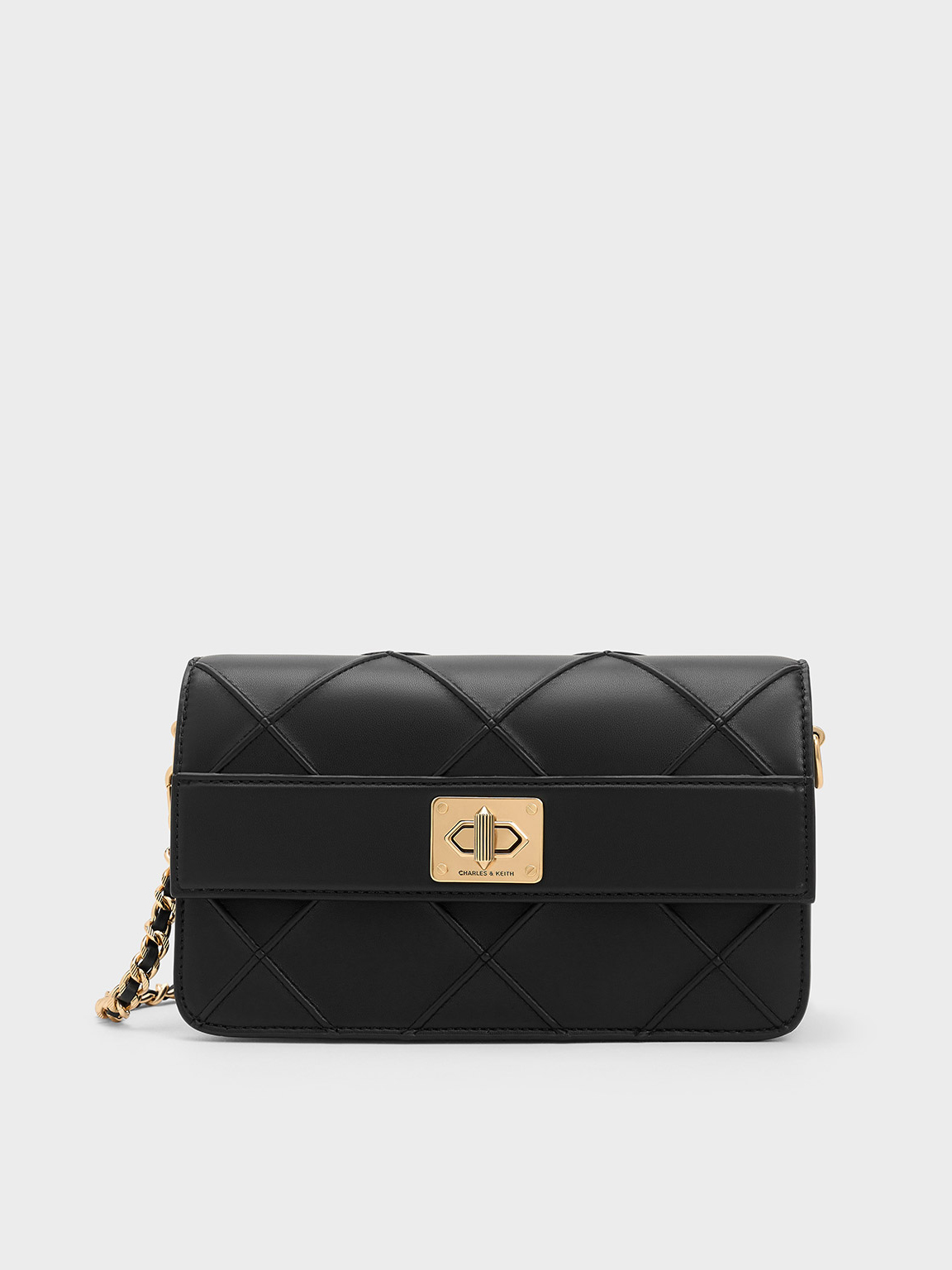 Black Eleni Quilted Crossbody Bag - Charles & Keith Id