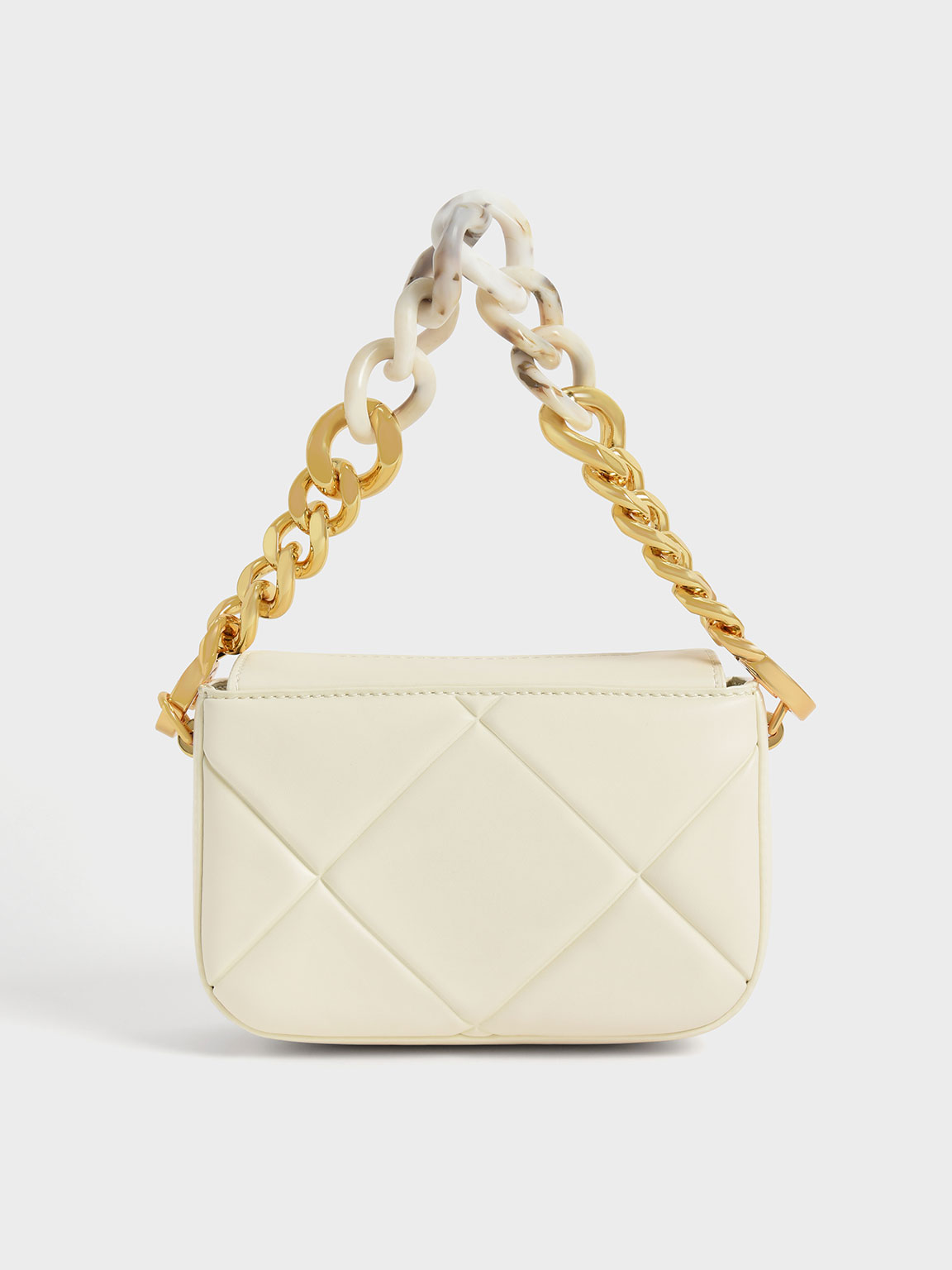 Cream Mini Danika Chunky Chain Padded Bag - CHARLES & KEITH ID