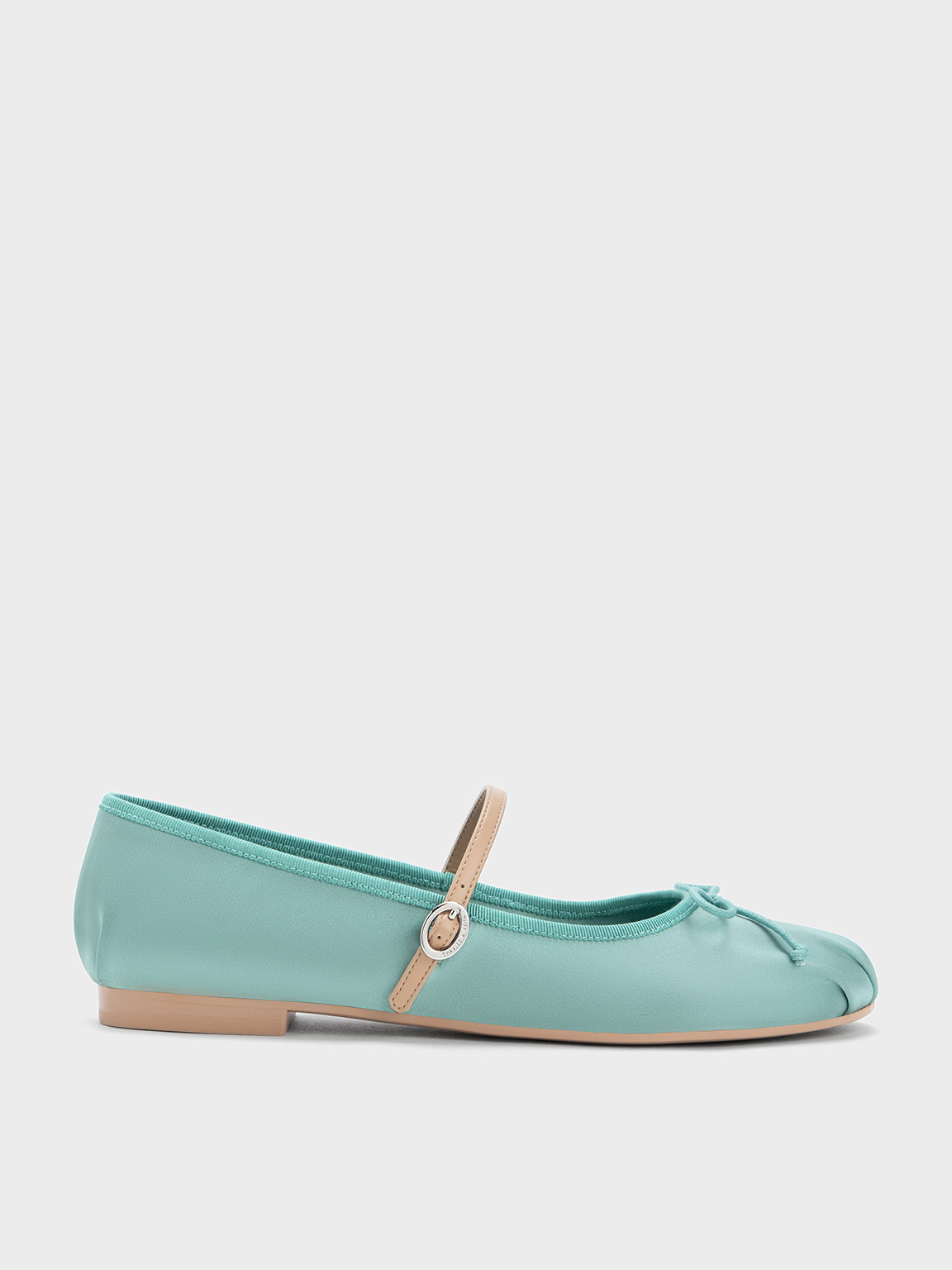 Mint Green Satin Bow Mary Jane Flats CHARLES KEITH ID