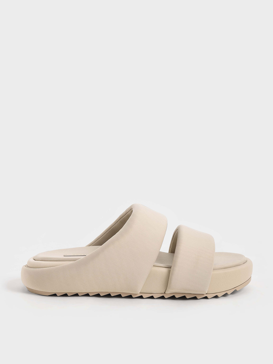 Sand Recycled Polyester Padded Slide Sandals - CHARLES & KEITH ID