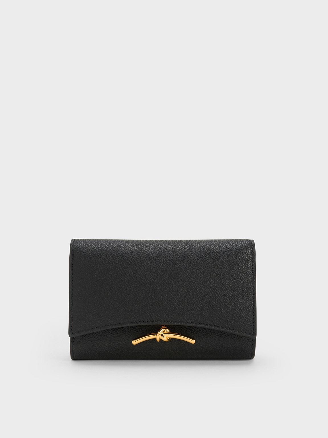 Black Dompet Front Flap Metallic Accent Huxley Charles Keith Id